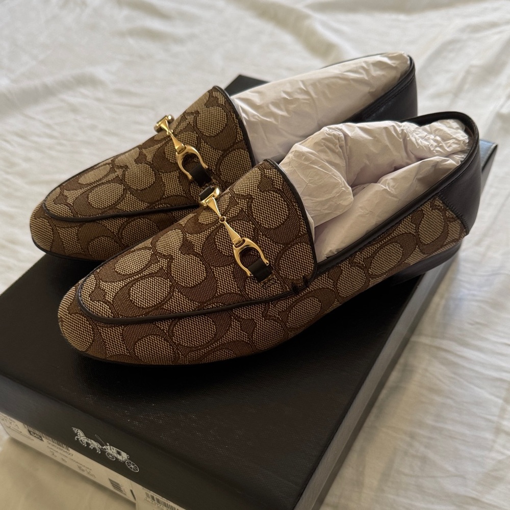 Coach Brown Loafers with Gold Accent